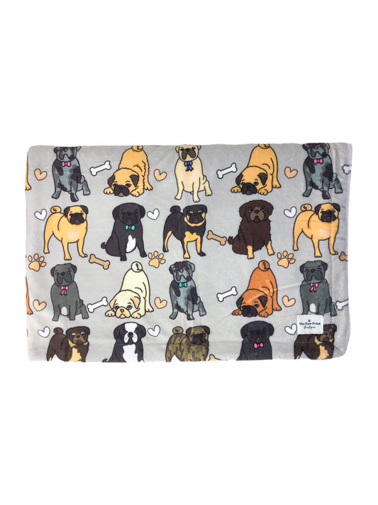 The Pug Dog Blanket - Grey