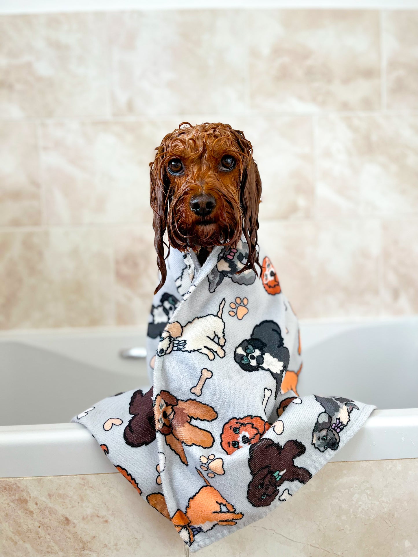 The Poodles & Doodles Dog Towel - Grey