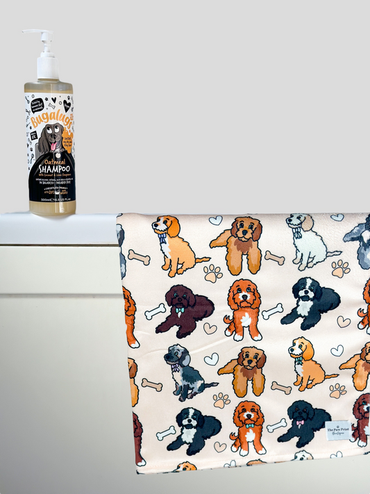 The Poodles & Doodles Dog Towel - Beige