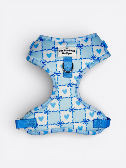 Blue Chequered Hearts Adjustable Harness