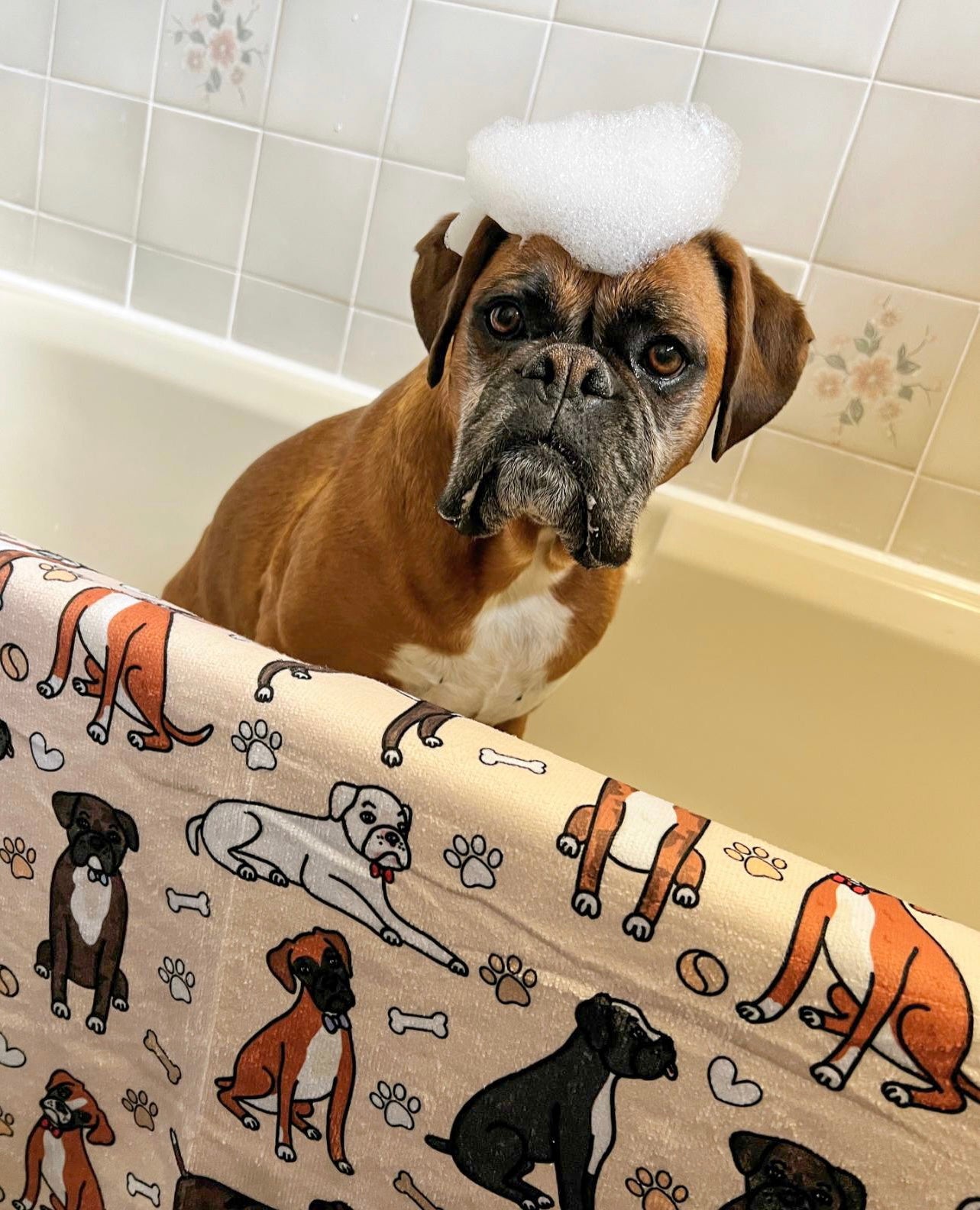 The Boxer Dog Towel - Beige