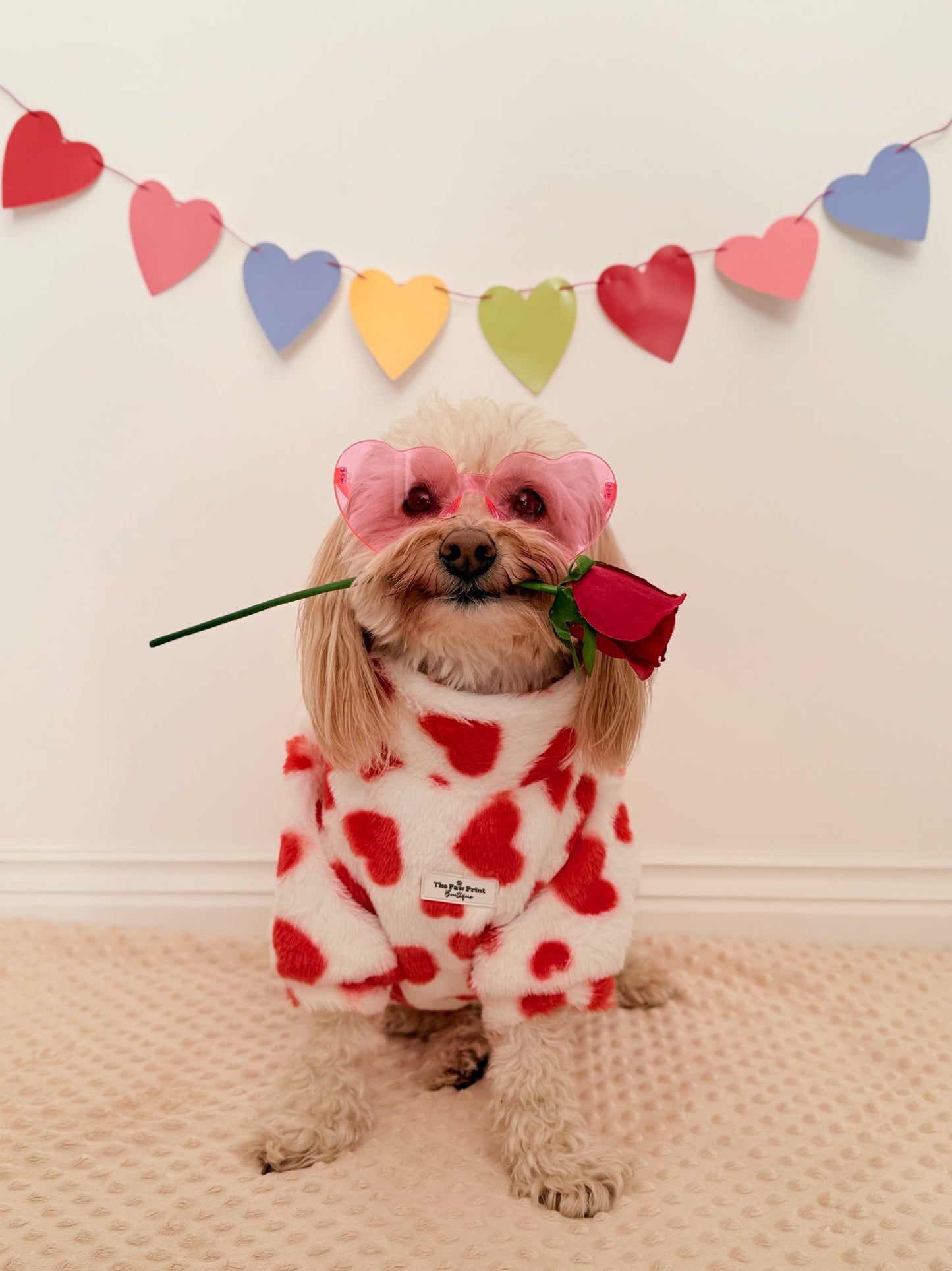 The Love Hearts Fluffy & Fabulous Fleece - Red & White