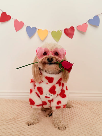 The Love Hearts Fluffy & Fabulous Fleece - Red & White