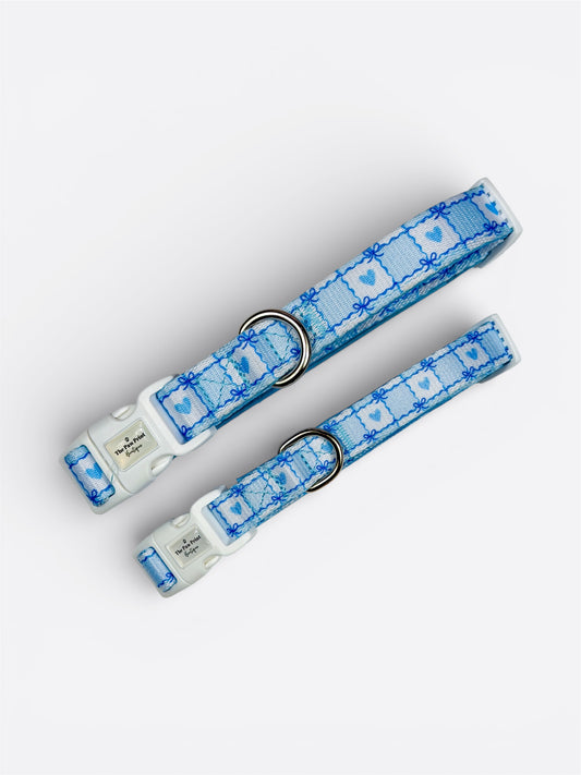 Blue Chequered Hearts Collar