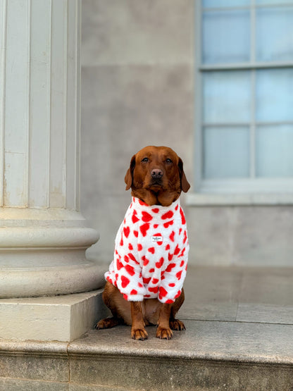 The Love Hearts Fluffy & Fabulous Fleece - Red & White