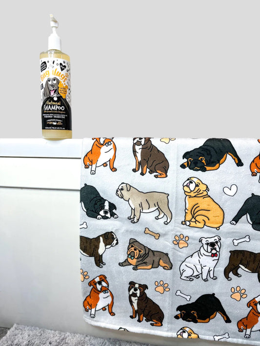 The Bulldog Dog Towel - Grey