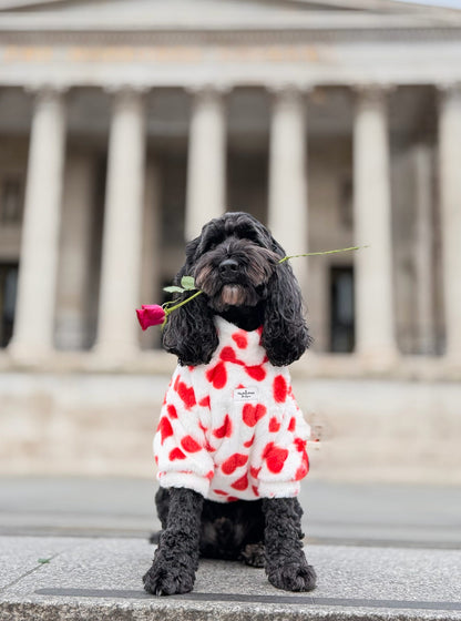 The Love Hearts Fluffy & Fabulous Fleece - Red & White