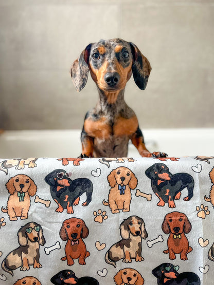 The Dachshund Dog Towel - Grey