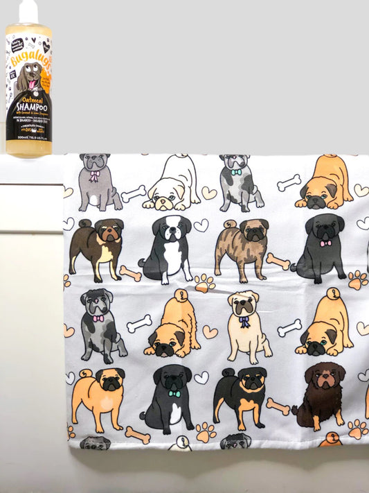 The Pug Dog Towel - Grey