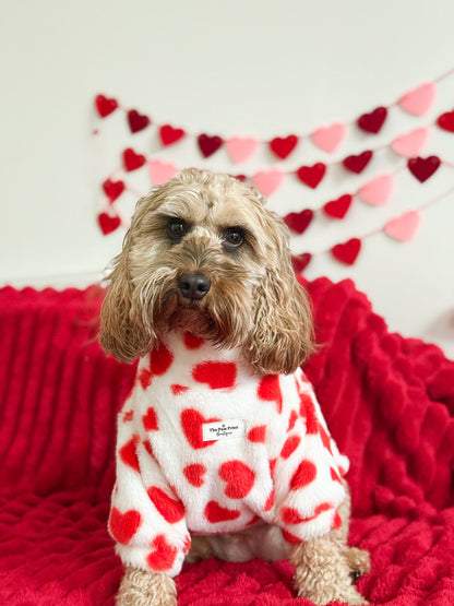The Love Hearts Fluffy & Fabulous Fleece - Red & White