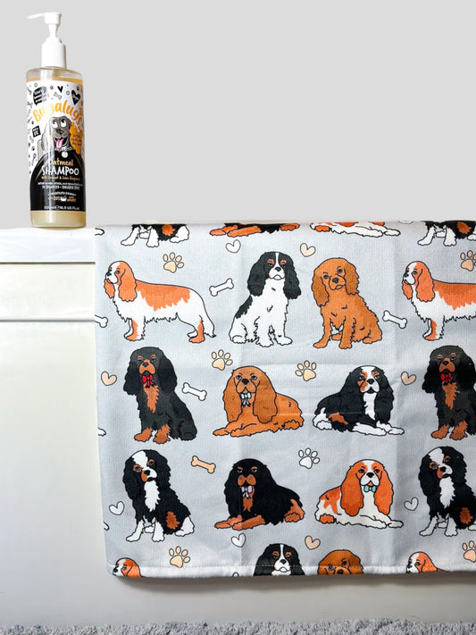 The Cavalier Dog Towel - Grey