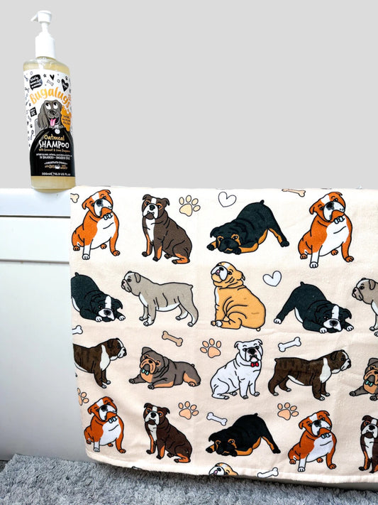 The Bulldog Dog Towel - Beige