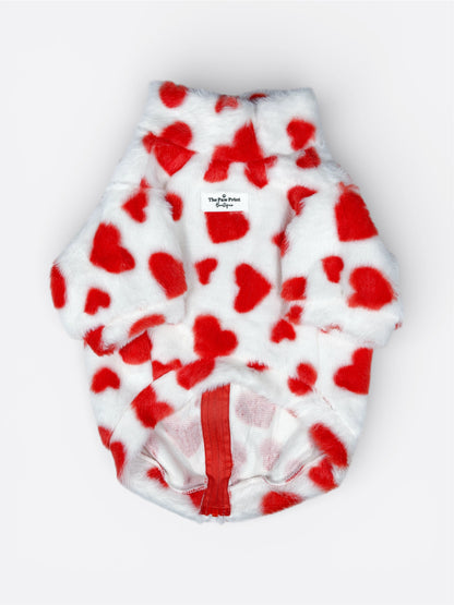 The Love Hearts Fluffy & Fabulous Fleece - Red & White