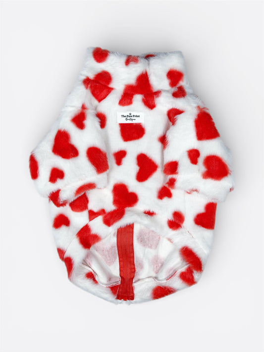 The Love Hearts Fluffy & Fabulous Fleece - Red & White