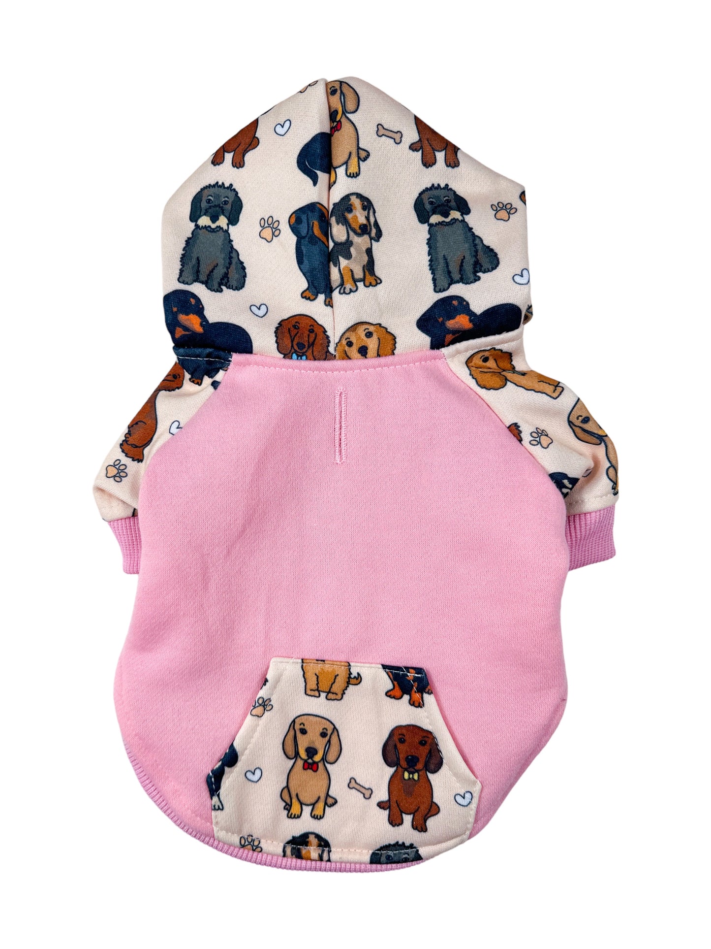 The Dachshund Dog Hoodie - Baby Pink
