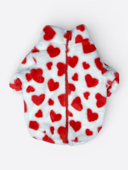 The Love Hearts Fluffy & Fabulous Fleece - Red & White