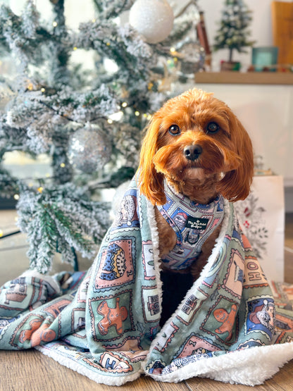 The Santas Stamps Dog Blanket