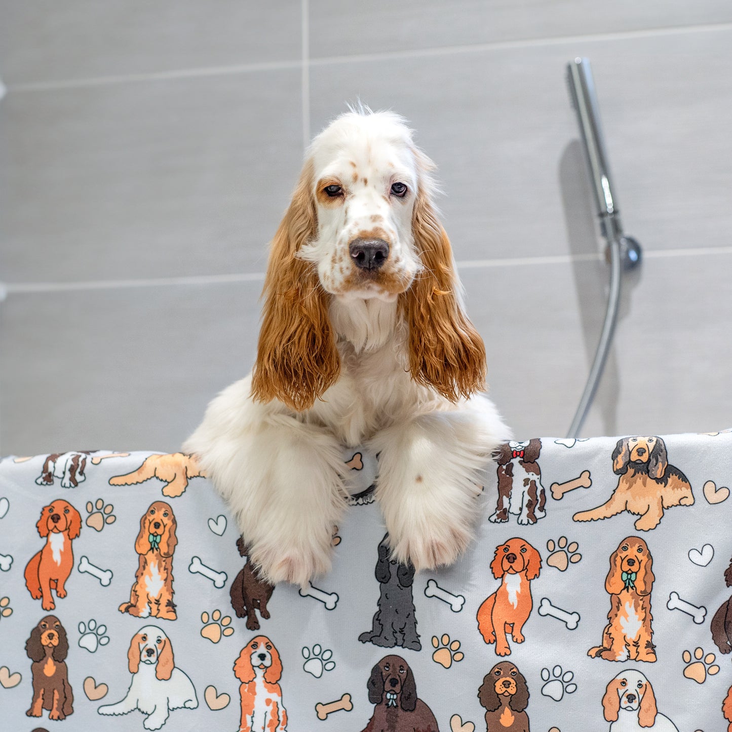 The Spaniel Dog Towel - Grey