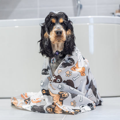 The Spaniel Dog Towel - Grey