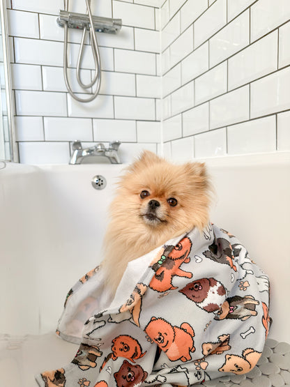 The Pomeranian Dog Towel - Grey