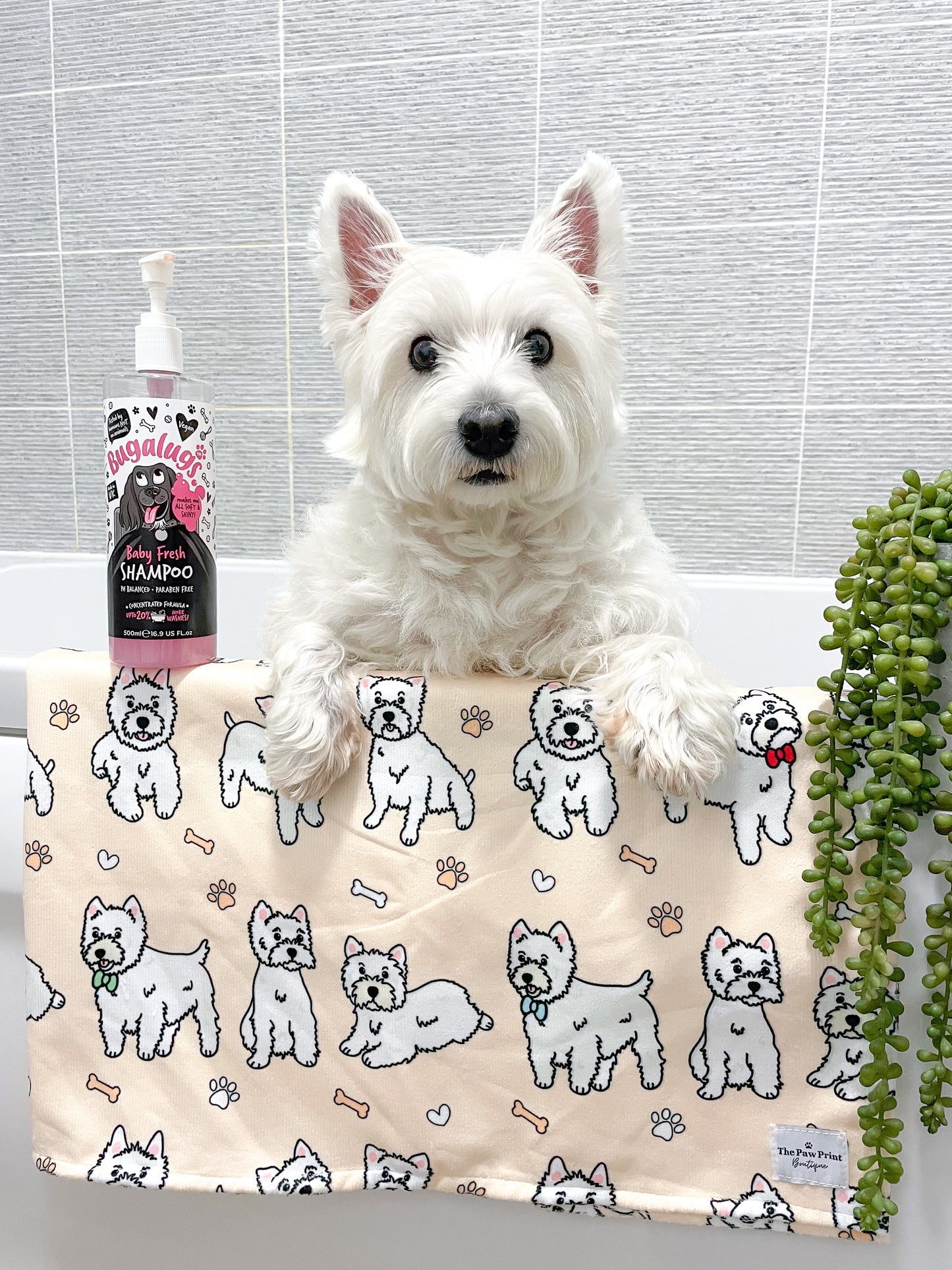 The Westie Dog Towel - Beige