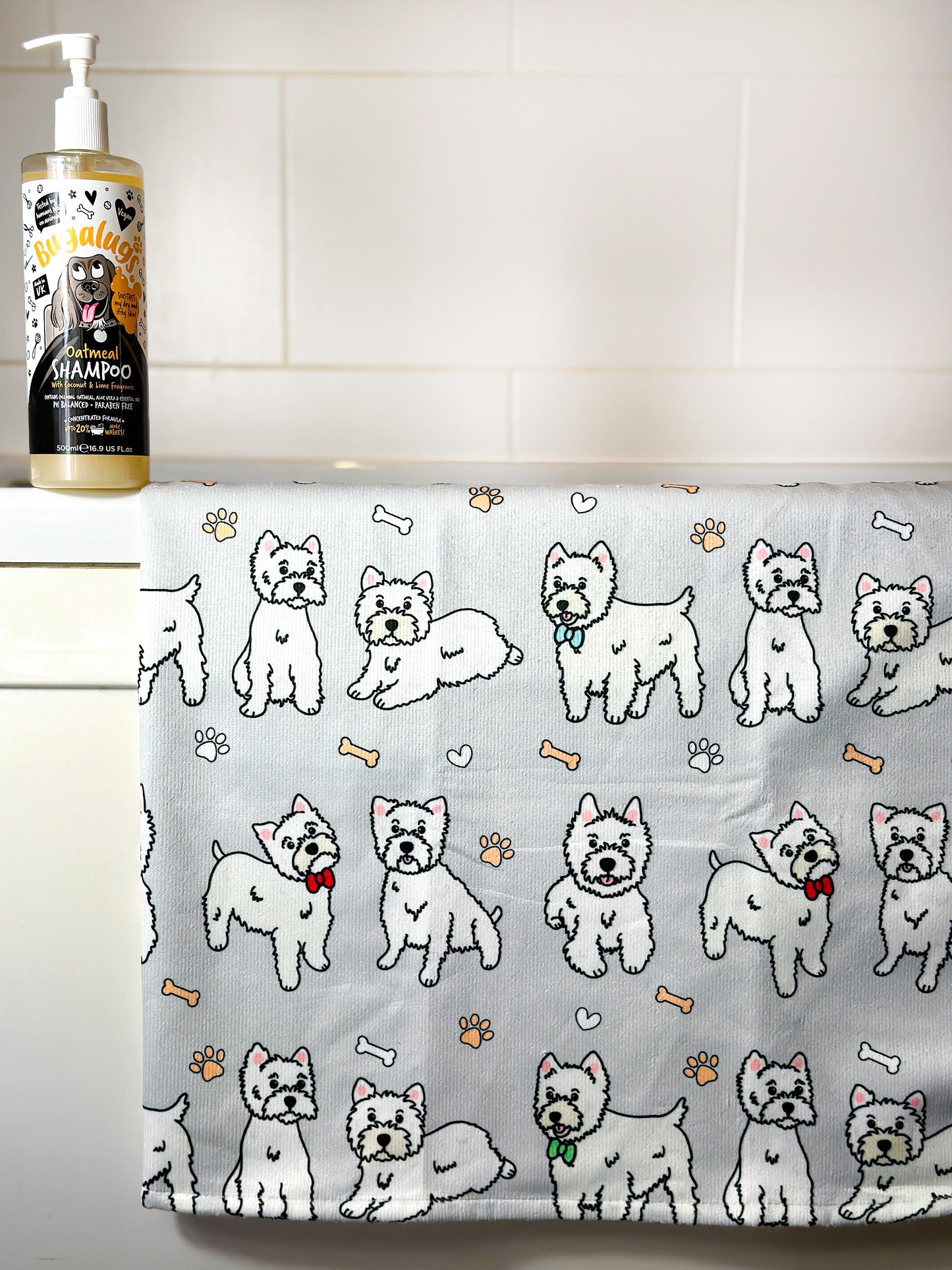 The Westie Dog Towel - Grey