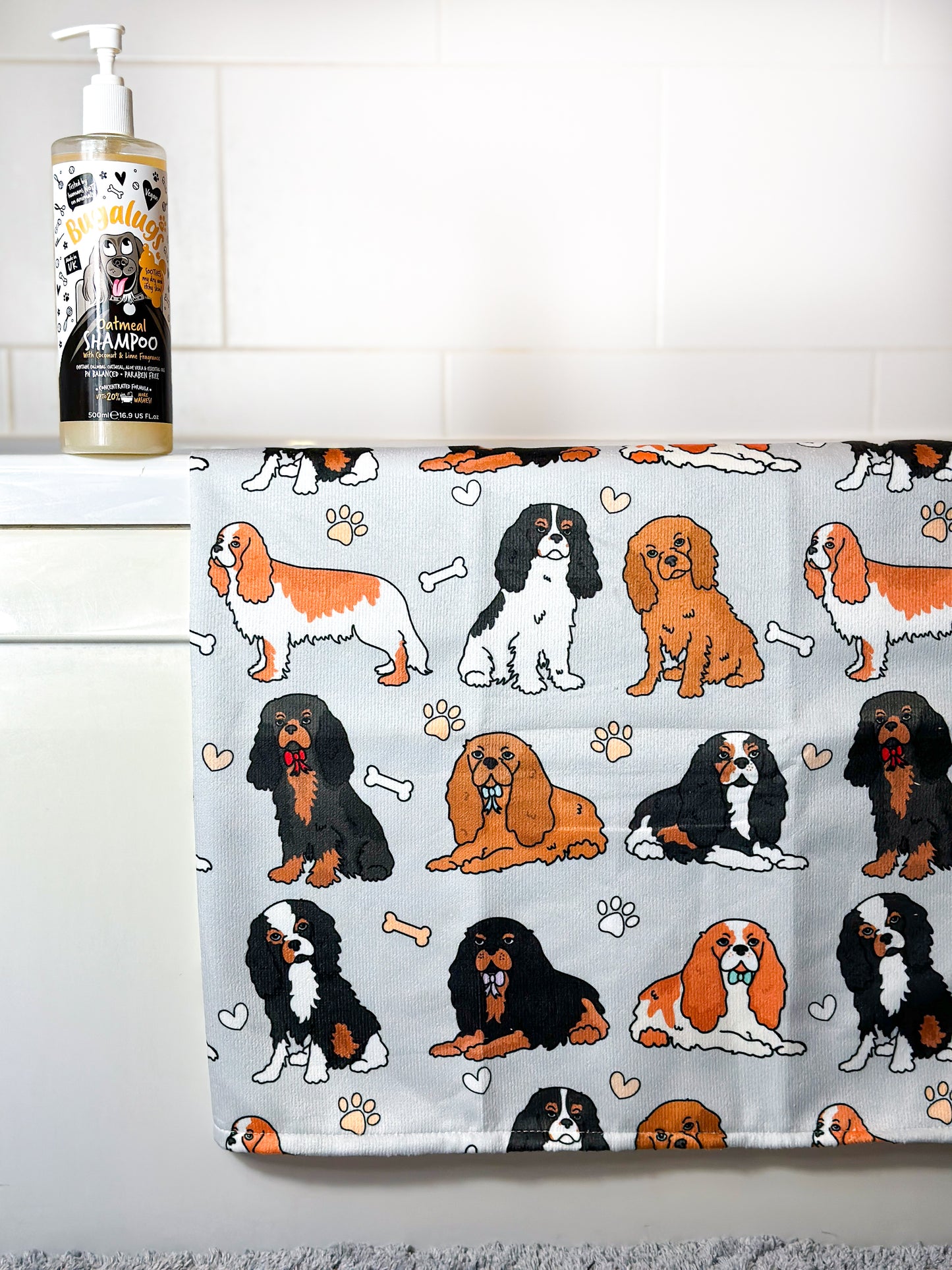 The Cavalier Dog Towel - Grey