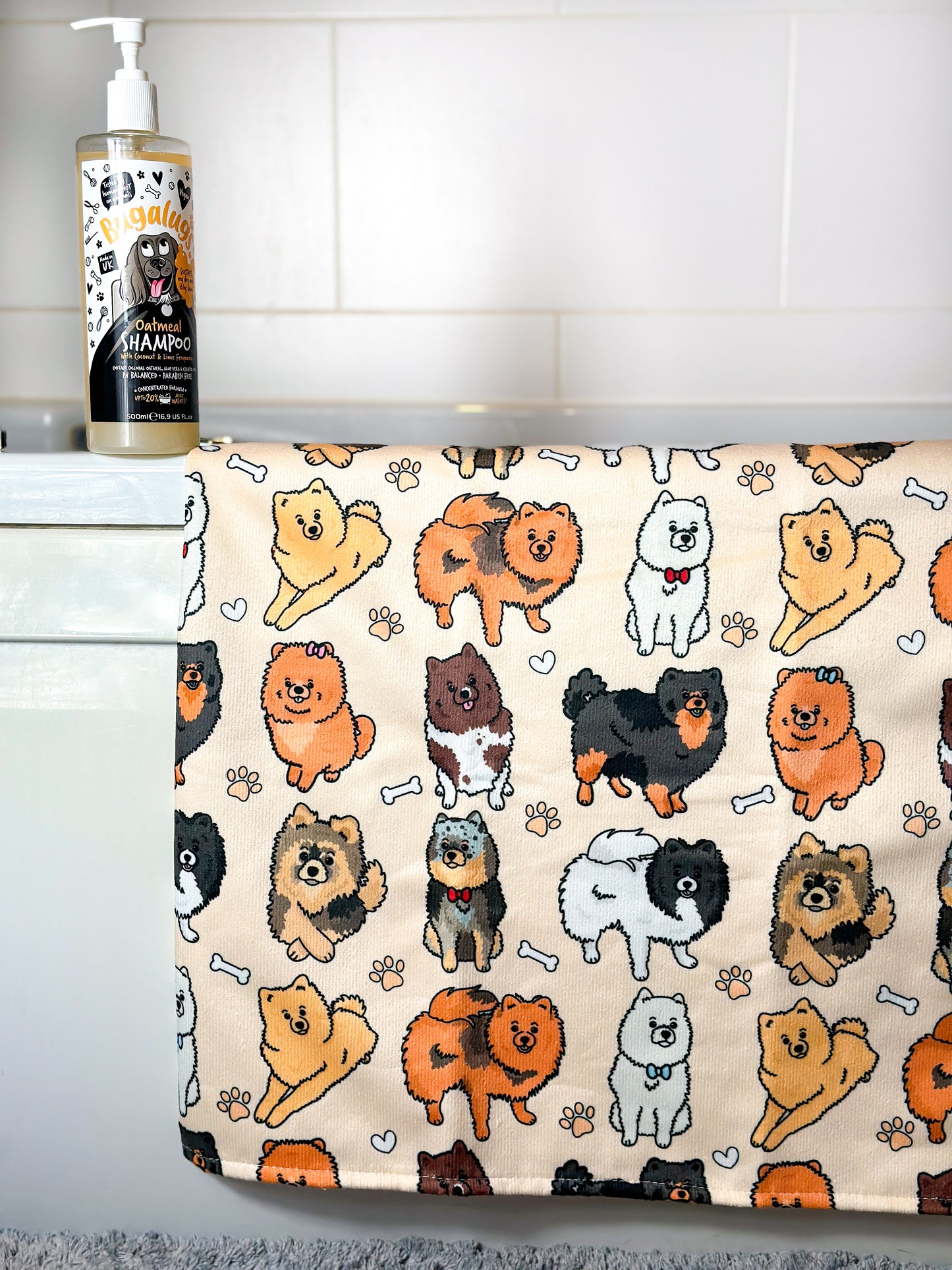 The Pomeranian Dog Towel - Beige