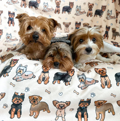 The Yorkie Dog Blanket - Beige