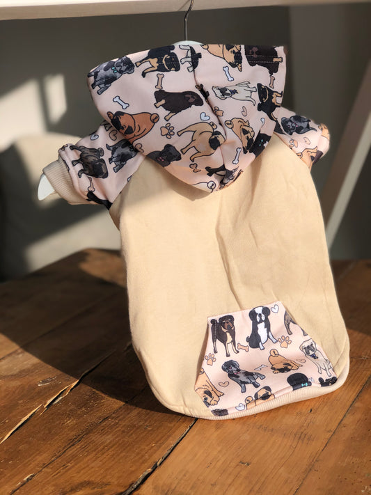 The Pug Hoodie - Beige