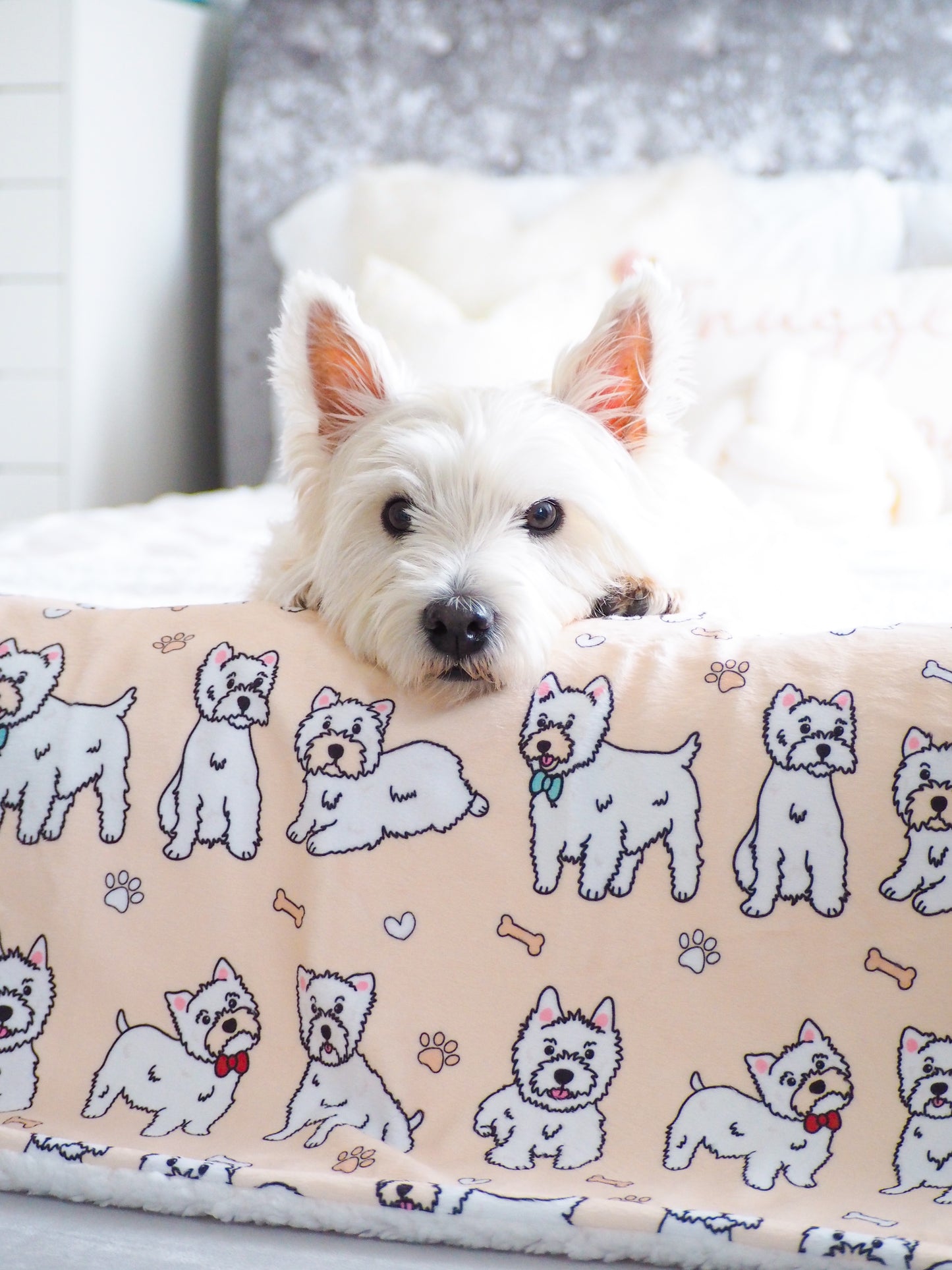 The Westie Dog Blanket - Beige