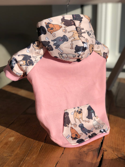 The Pug Hoodie - Baby Pink