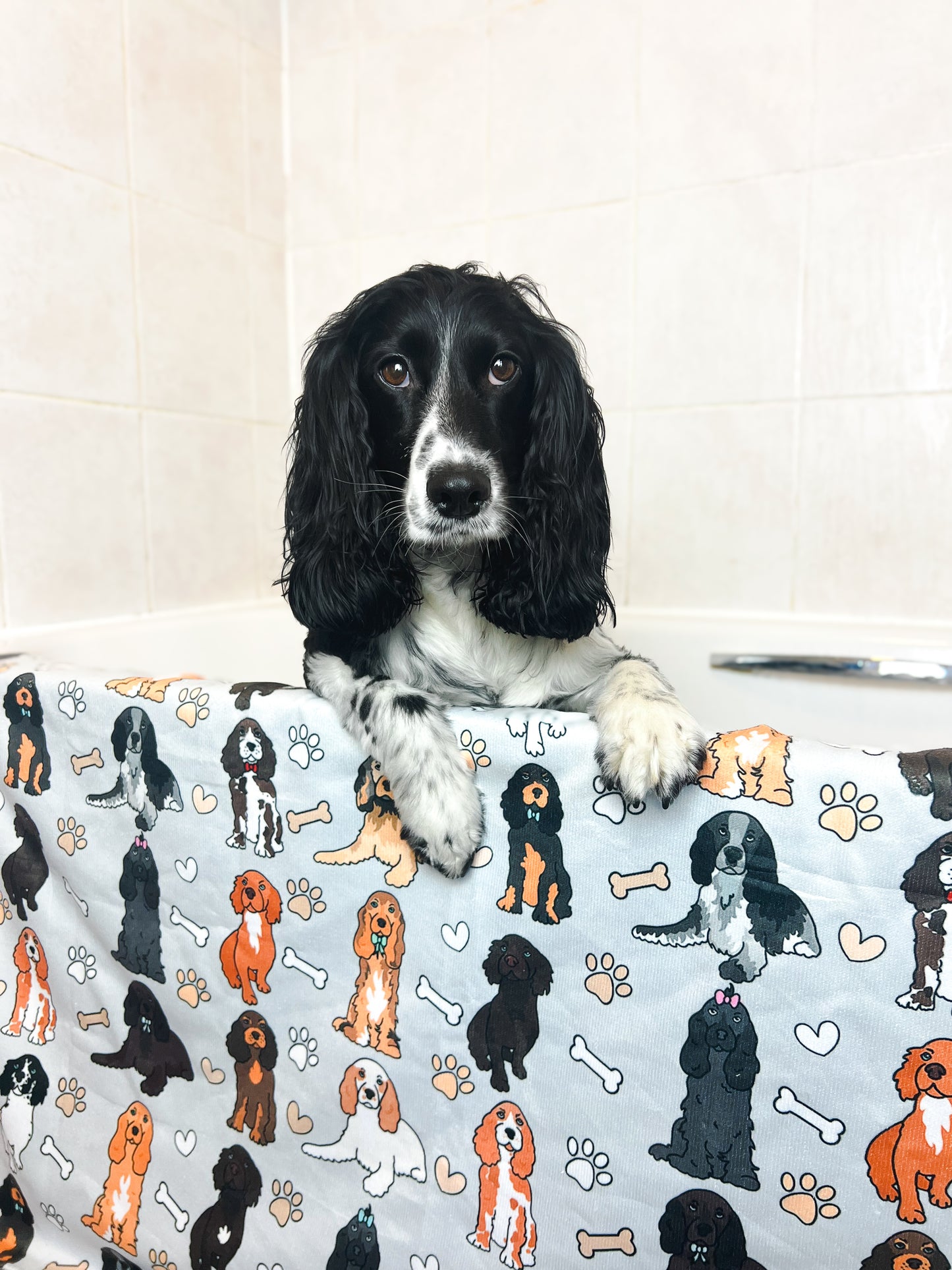 The Spaniel Dog Towel - Grey