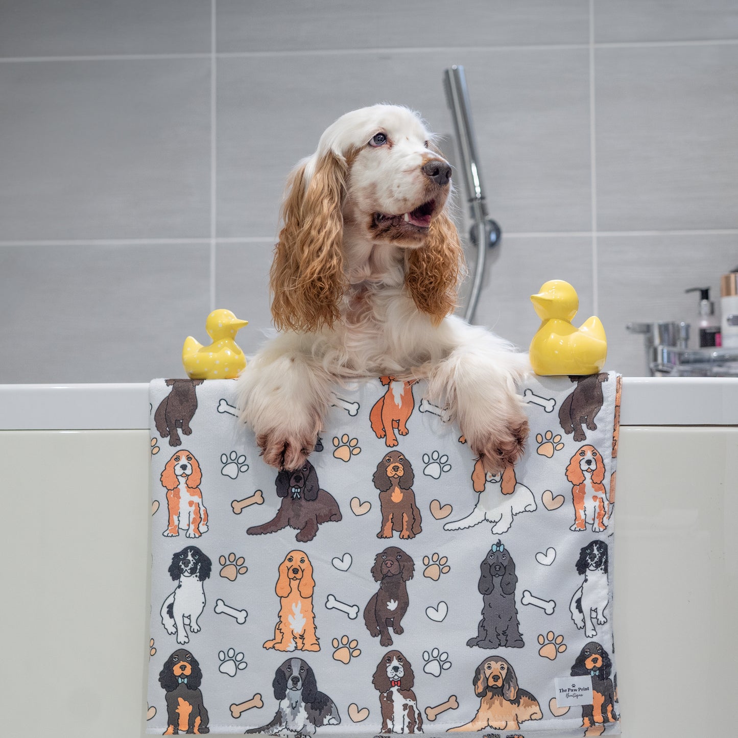 The Spaniel Dog Towel - Grey