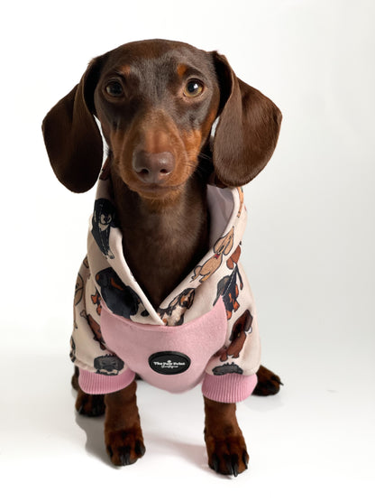 The Dachshund Dog Hoodie - Baby Pink