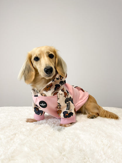 The Dachshund Dog Hoodie - Baby Pink