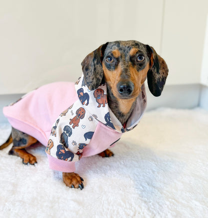 The Dachshund Dog Hoodie - Baby Pink