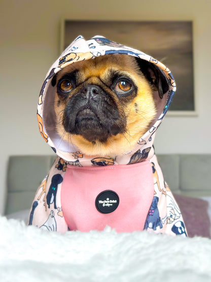 The Pug Dog Hoodie - Baby Pink
