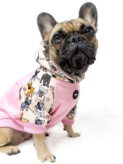 The French Bulldog Dog Hoodie - Baby Pink