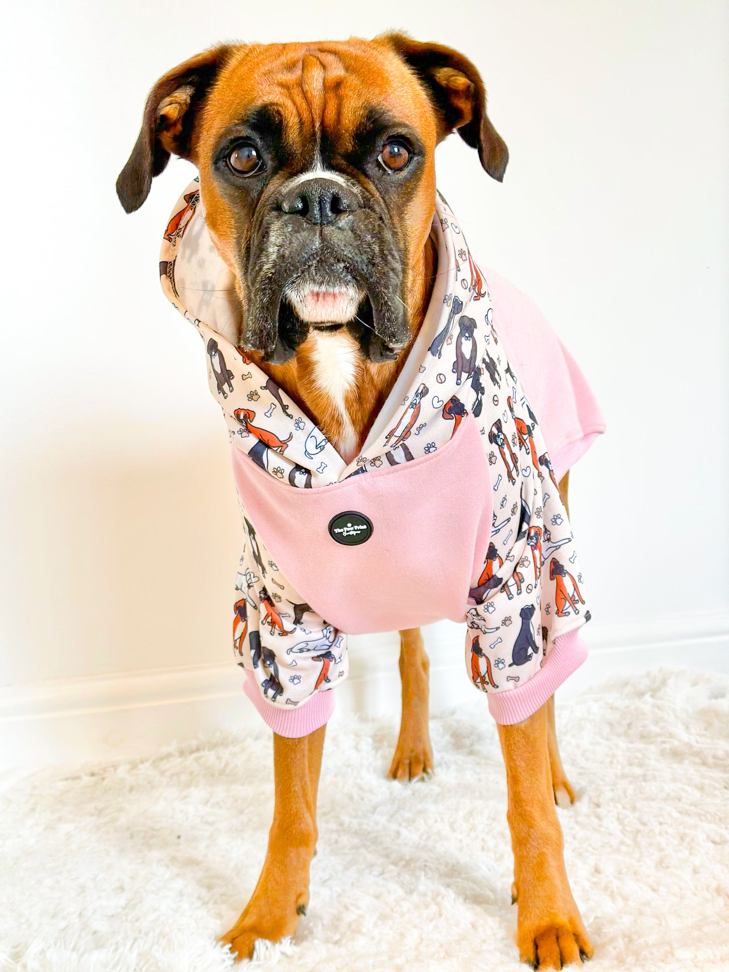 The Boxer Dog Hoodie - Baby Pink