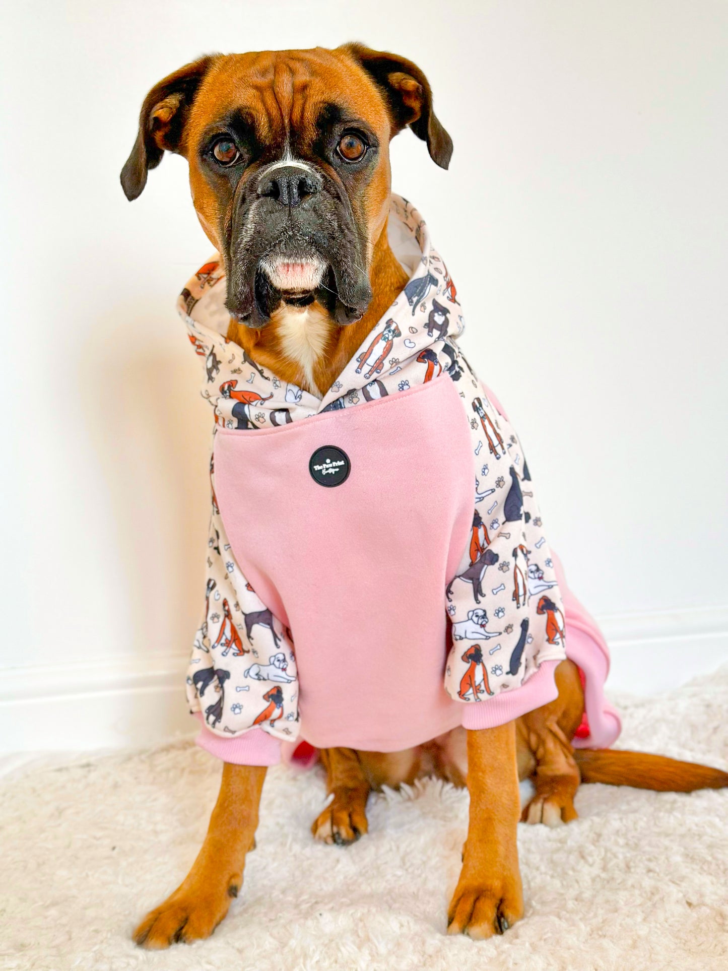 The Boxer Dog Hoodie - Baby Pink