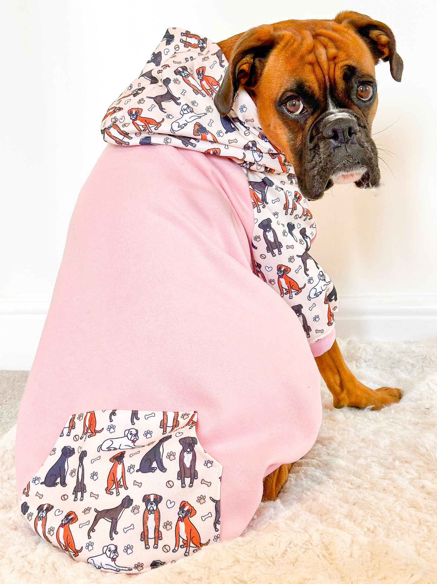 The Boxer Dog Hoodie - Baby Pink