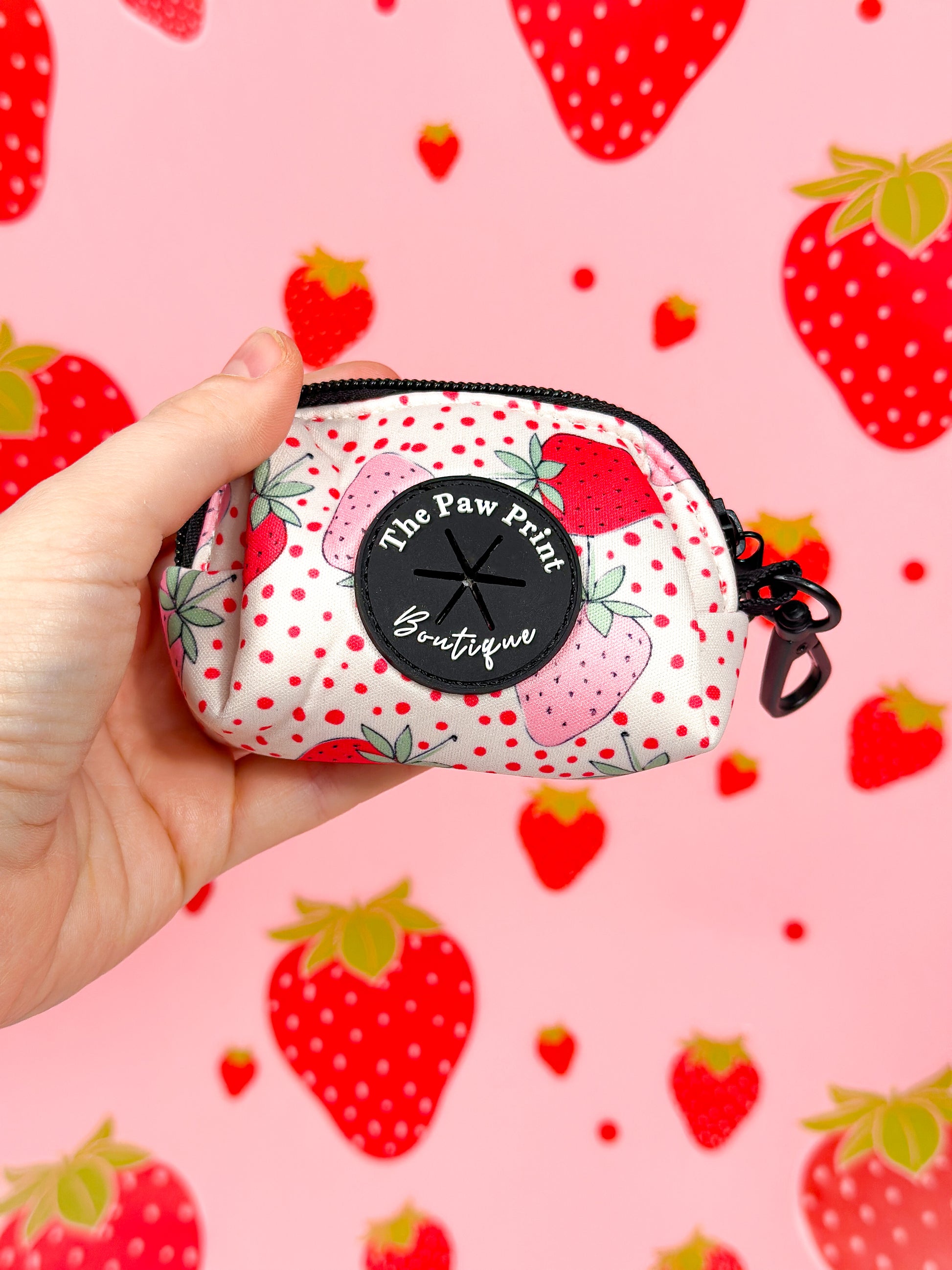 The sweet strawberries poo bag holder the paw print boutique