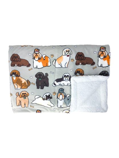 The Shih Tzu Dog Blanket - Grey