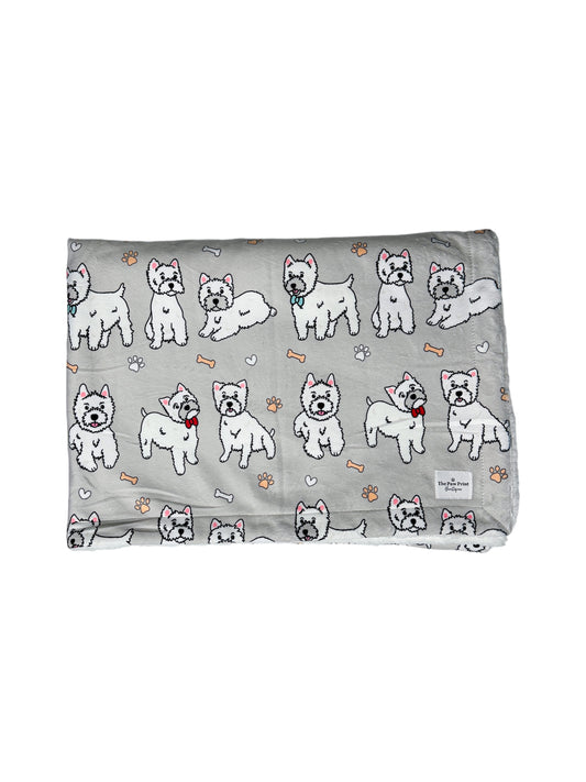 The Westie Dog Blanket - Grey