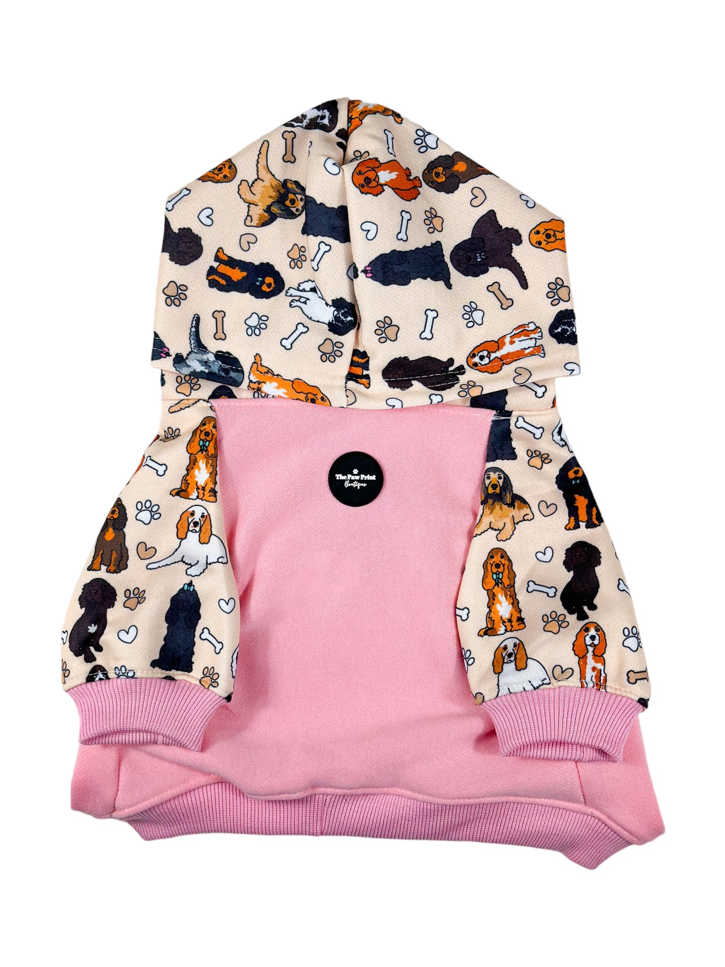 The Spaniel Dog Hoodie - Baby Pink