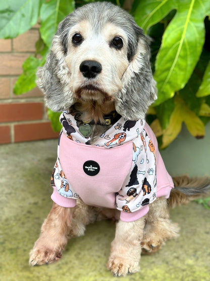 The Spaniel Dog Hoodie - Baby Pink